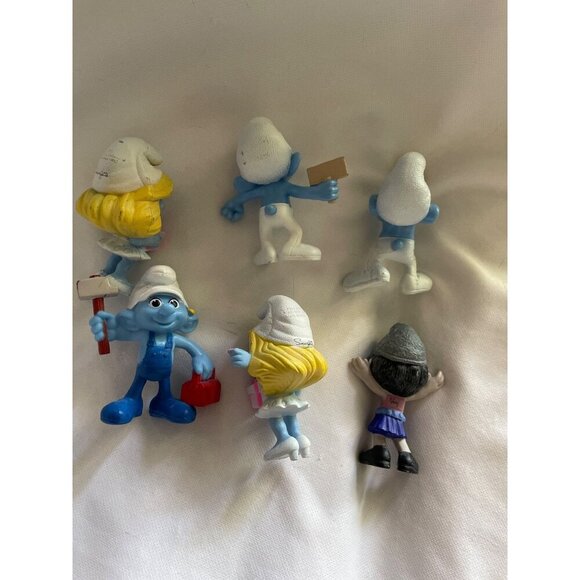 Set Of 6 Smurfs Figurines With Accessories Vinyl Collectibles - Picture 7 of 13